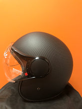 Load image into Gallery viewer, Classic Aviator Carbon Fiber with Black Stripe 3/4" Helmet