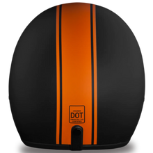 Load image into Gallery viewer, Classic Dull Black w/ Orange Stripes 3/4" Helmet (DISPLAY MODEL)