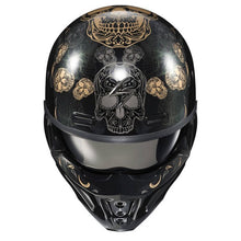 Load image into Gallery viewer, Scorpion Exo Covert X Kalavera Black/Gold/Grey/Purple Skull Graphics Unique Modular Full Face Helmet
