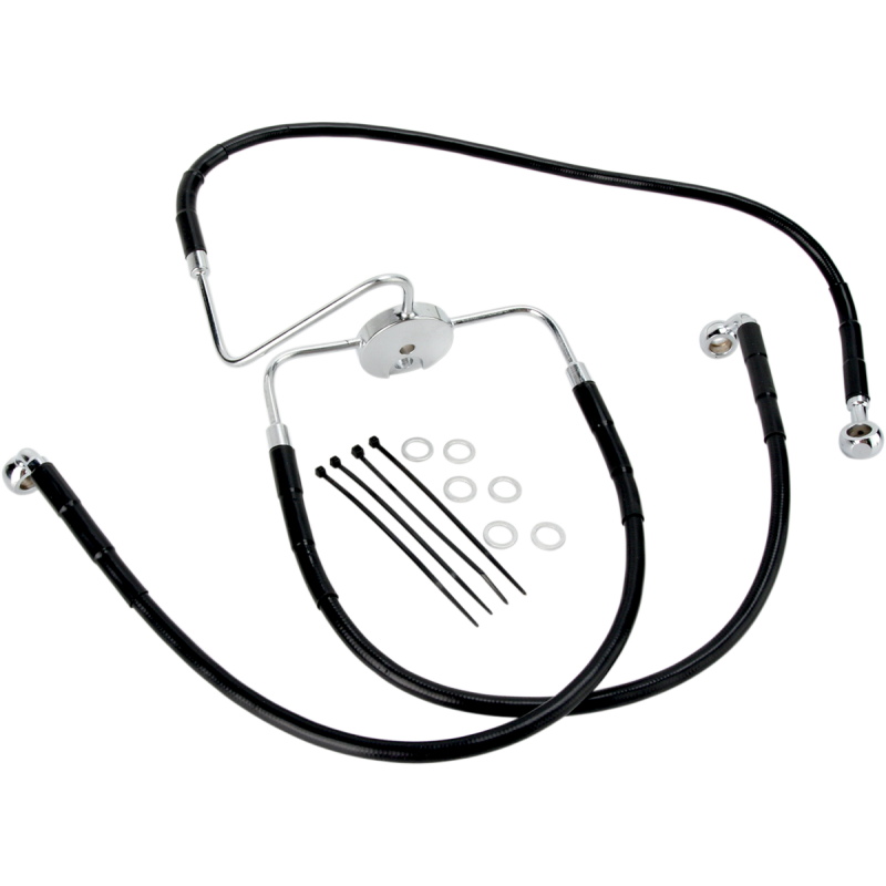 Drag Specialties Black Vinyl Coated Stainless Steel Front Brake Line (OEM 45207-97B) +6 Overlength