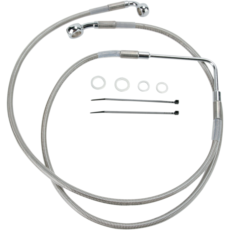Drag Specialties  Clear Coated Stainless Steel Front Brake Line (OEM 45112-06) +10 Overlength