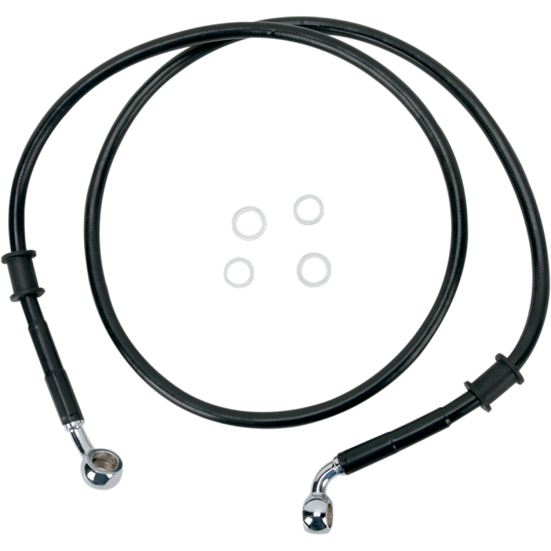 Drag Specialties Black Vinyl Coated Stainless Steel Front Brake Line (OEM 45199-08) +4 Overlength