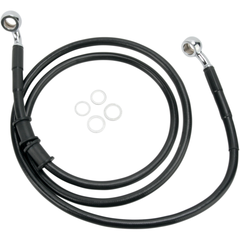 Drag Specialties Black Vinyl Coated Stainless Steel Front Brake Line (OEM 42728-08)+2 Overlength