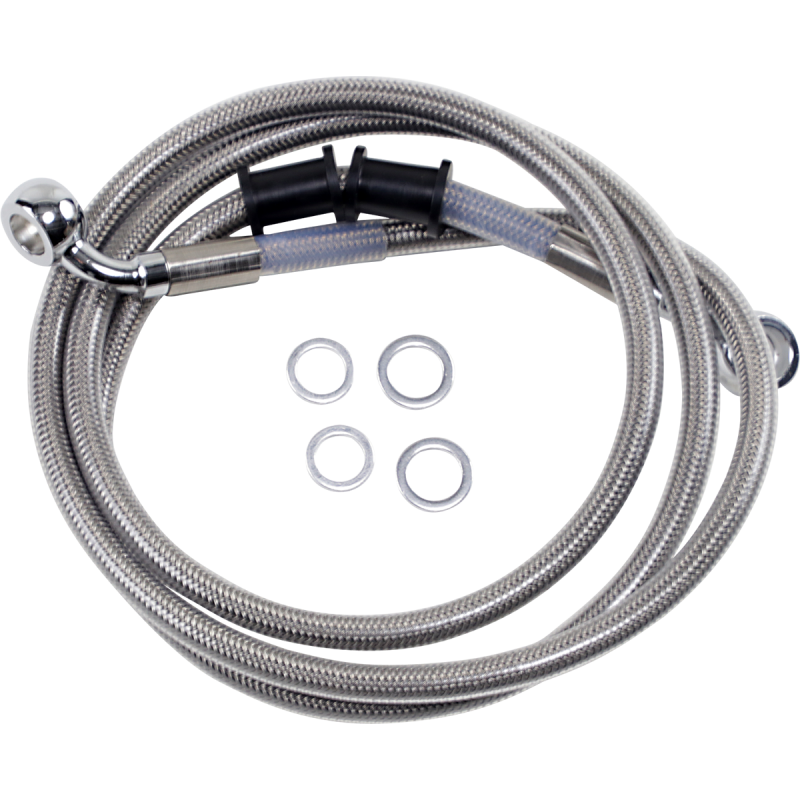 Drag Specialties  Clear Coated Stainless Steel Front Brake Line (OEM 45112-08) +4 Overlength