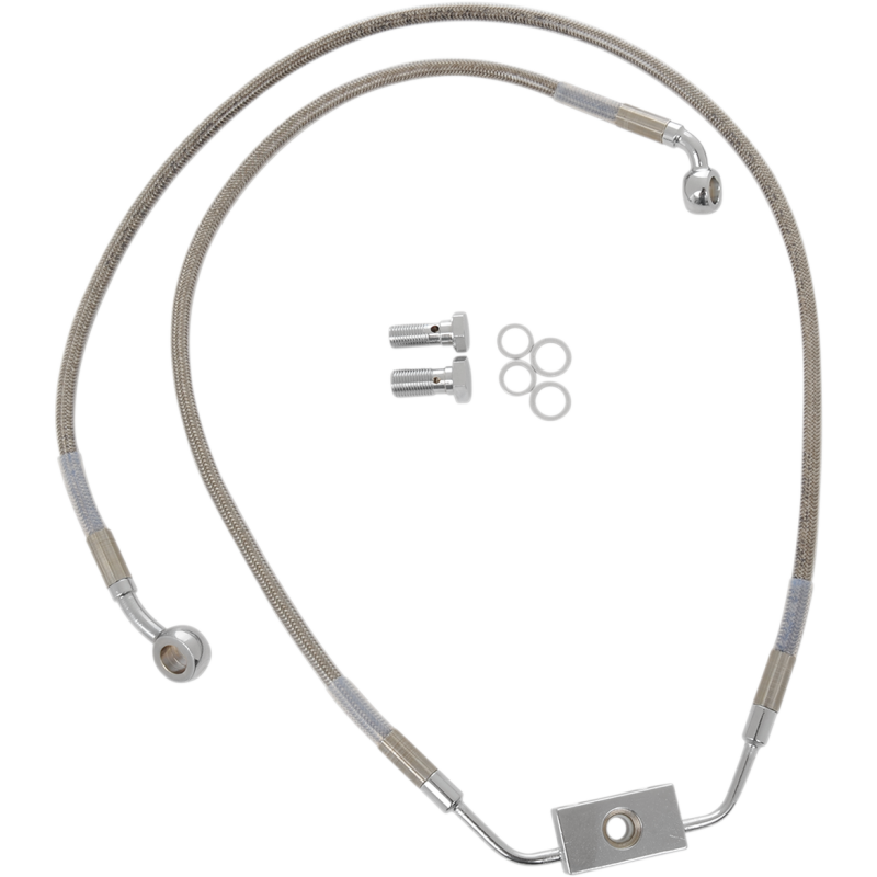 Drag Specialties Clear Coated Stainless Steel Front Brake Line with ABS Upper & Lower (OEM 42926-12)