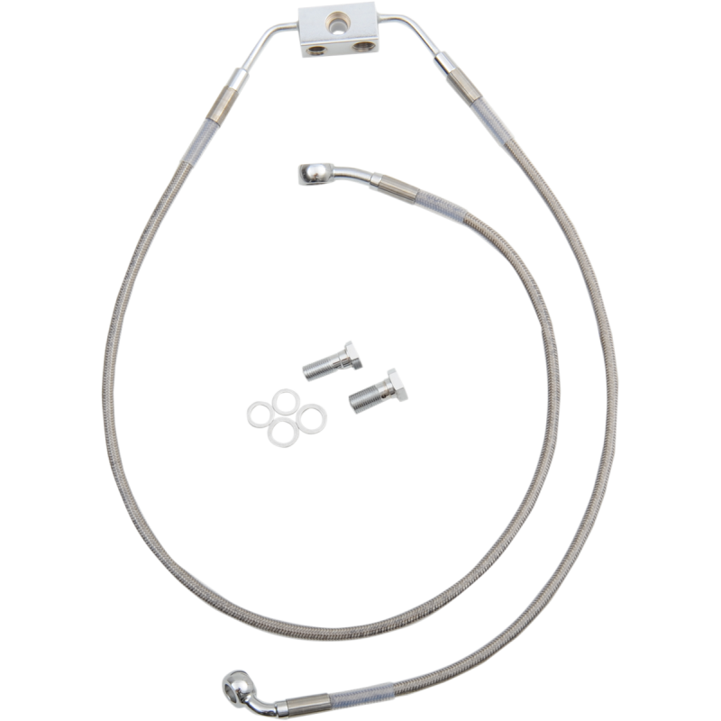 Drag Specialties  Clear Coated Stainless Steel Front Brake Line (OEM 42926-12) +10 Overlength