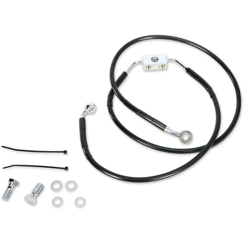 Drag Specialties Black Vinyl Coated Stainless Steel Front Brake Line with ABS Upper & Lower (OEM 42926-12) +8 Overlength