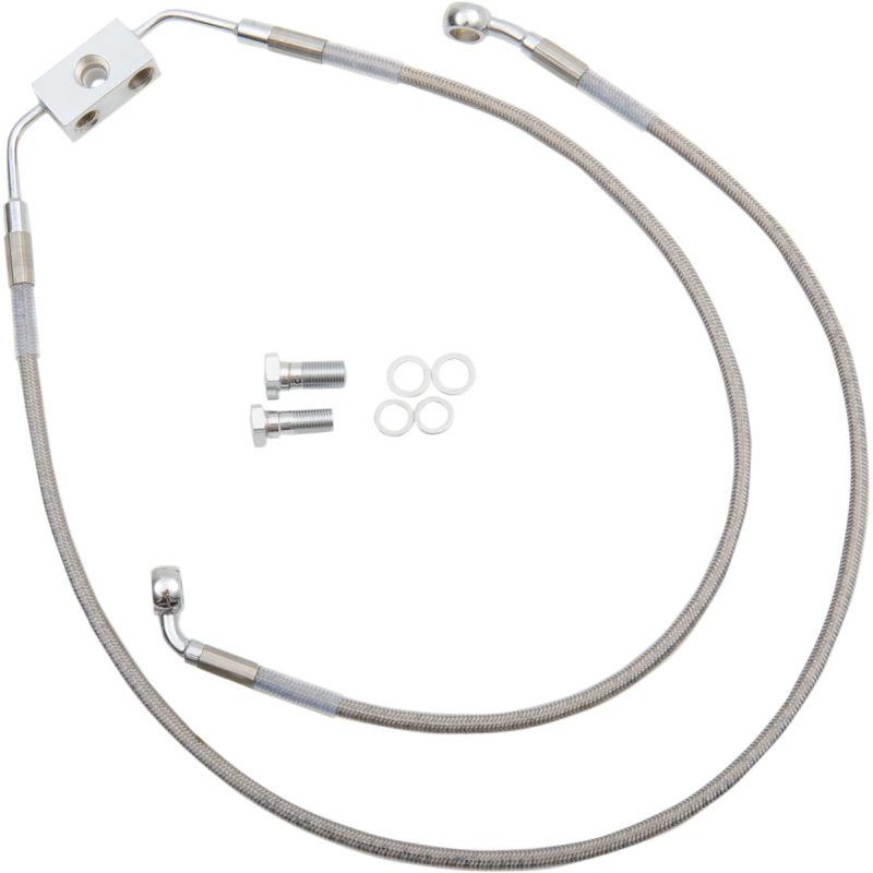 Drag Specialties  Clear Coated Stainless Steel Front Brake Line (OEM 42935-12) +2 Overlength