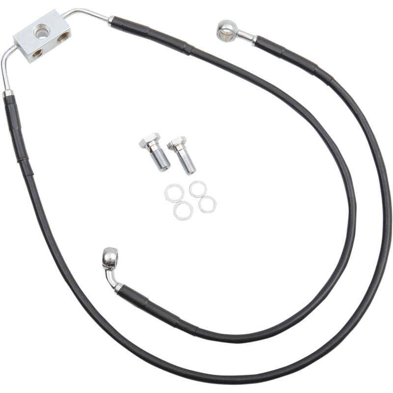 Drag Specialties Black Vinyl Coated Stainless Steel Front Brake Line with ABS Upper & Lower (OEM 42927-12) +4 Overlength