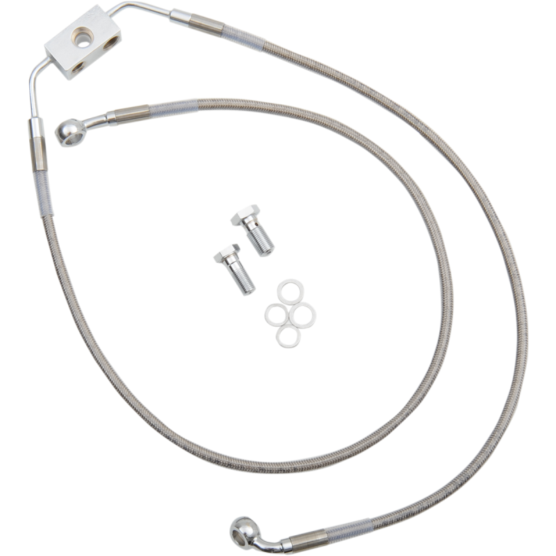 Drag Specialties  Clear Coated Stainless Steel Front ABS Brake Line (OEM 42927-12) +10 Overlength