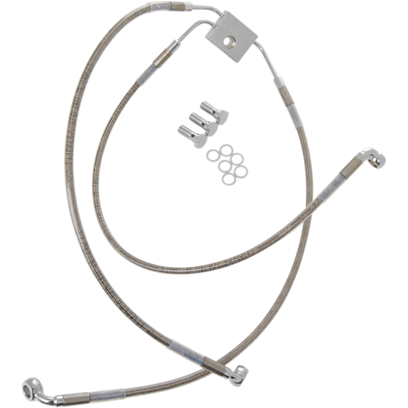 Drag Specialties  Clear Coated Stainless Steel Front Brake Line (OEM 44084-12) +2 Overlength