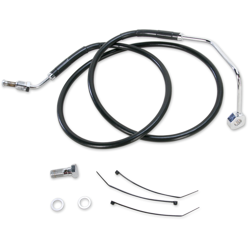 Drag Specialties Black Vinyl Coated Stainless Steel Front Brake Line (OEM 45112-06) +8 Overlength