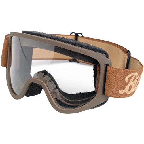 Biltwell 2601-2249  Moto Goggle 2.0 Sand w/Chocolate Biltwell Script