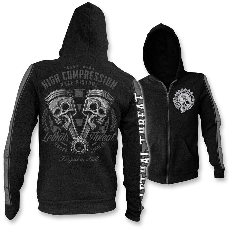 Lethal Threat Men's Black High Compression Race Pistons Zip Hoodie