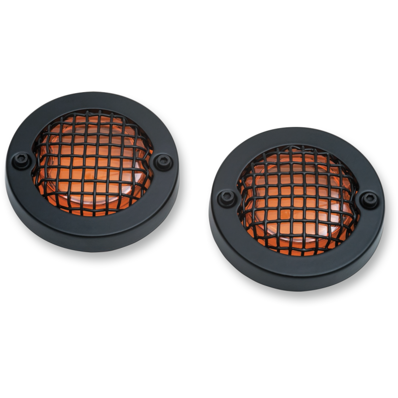 Küryakyn 6546 Black Mesh Bezels for Bullet Style Turn Signals  with Amber Lens (set of 2)