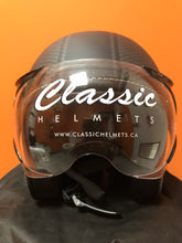 Load image into Gallery viewer, Classic Aviator Carbon Fiber with Black Stripe 3/4&quot; Helmet
