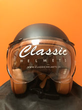 Load image into Gallery viewer, Classic Aviator Dull Black 3/4&quot; Helmet
