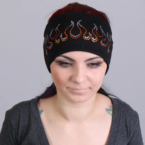 Hot Leathers RWC1007 Bling Flames Head Wrap