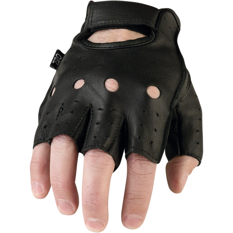 Z1R Men's Leather Fingerless Gloves w/Padded Palm
