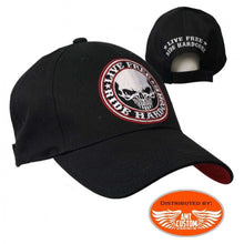 Load image into Gallery viewer, Hot Leathers BCA1042 Live Free Ride Hardcore Black Ball Cap
