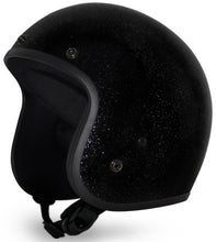 Load image into Gallery viewer, Classic Black Metal Flake 3/4&quot; Helmet

