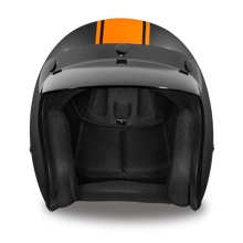 Load image into Gallery viewer, Classic Dull Black w/ Orange Stripes  3/4&quot; Helmet
