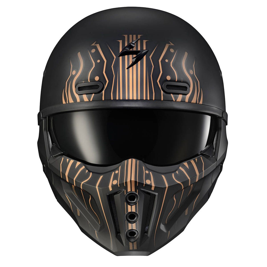 Scorpion Exo Covert X Tribe Matte Black/Copper Graphics Unique Modular Full Face Helmet