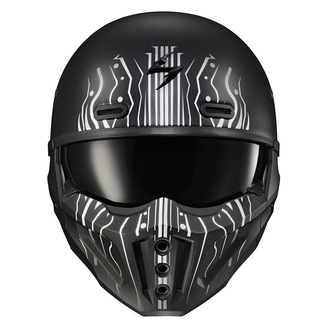 Scorpion Exo Covert X Tribe Matte Black/White Graphics Unique Modular Full Face Helmet