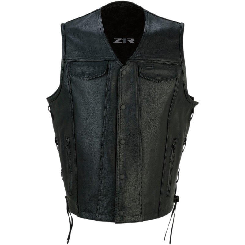 Z1R Men's Gaucho Black Leather Vest