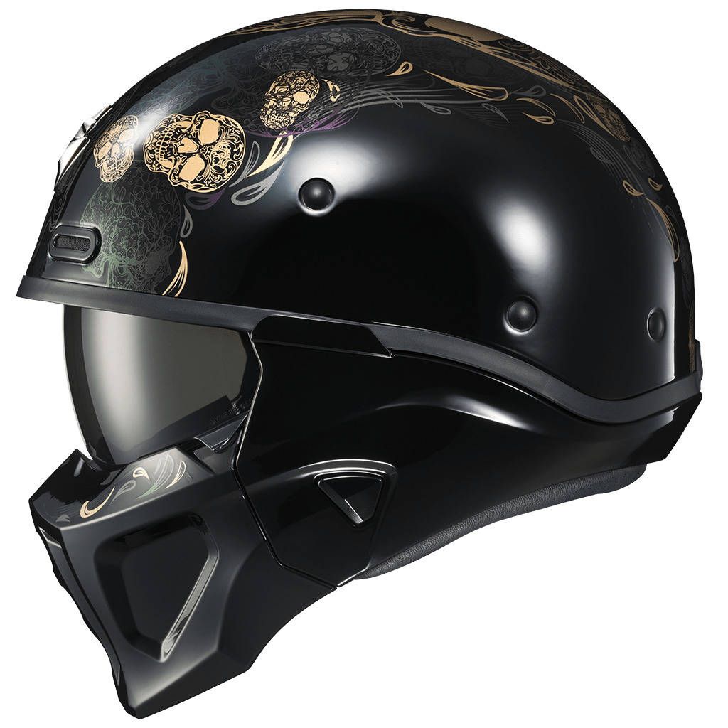 SCORPION EXO COVERT X ヘルメット ブラック/ゴールド Scorpion Exo Covert X Kalavera Black/Gold/Grey/Purple Skull