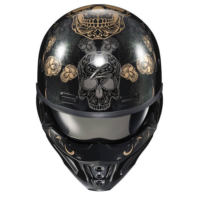 Scorpion Exo Covert X Kalavera Black/Gold/Grey/Purple Skull Graphics Unique Modular Full Face Helmet