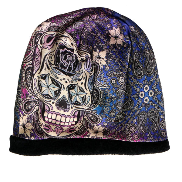 Hot Leathers KHC1007 Sublimated Sugar Skull Paisley Beanie
