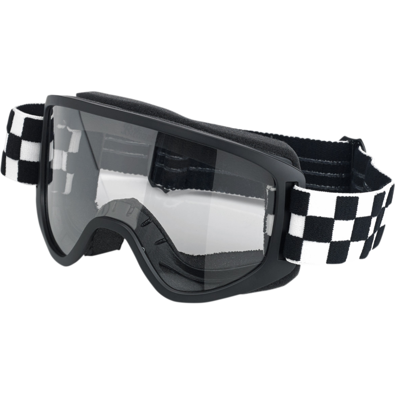 Biltwell 2601-2251  Moto Goggle 2.0 Black w/White/Black Checkers Strap