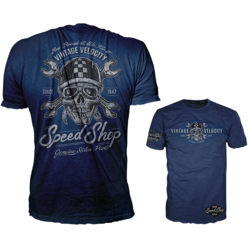 Lethal Threat Men's Blue Vintage Speed Shop T-Shirt