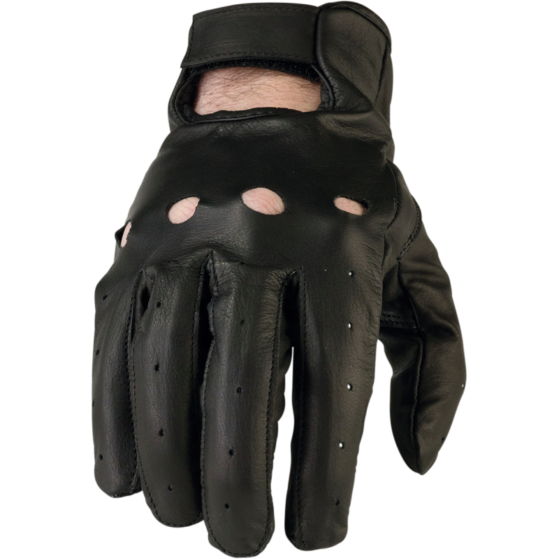 Z1R Men's 243 Black Leather Gloves Short Cuff
