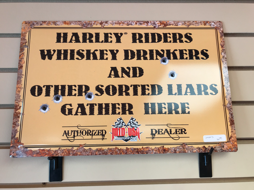Harley Rider's Whiskey Drinkers Tin Sign