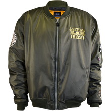 Load image into Gallery viewer, Lethal Threat Men&#39;s Green Bombs Away Bomber Jacket
