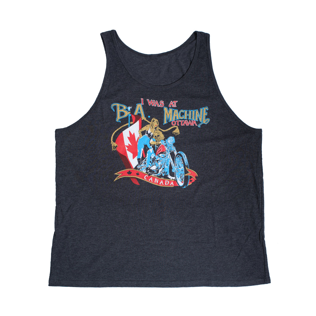 BA Machine Unisex Grey Retro Tank Top
