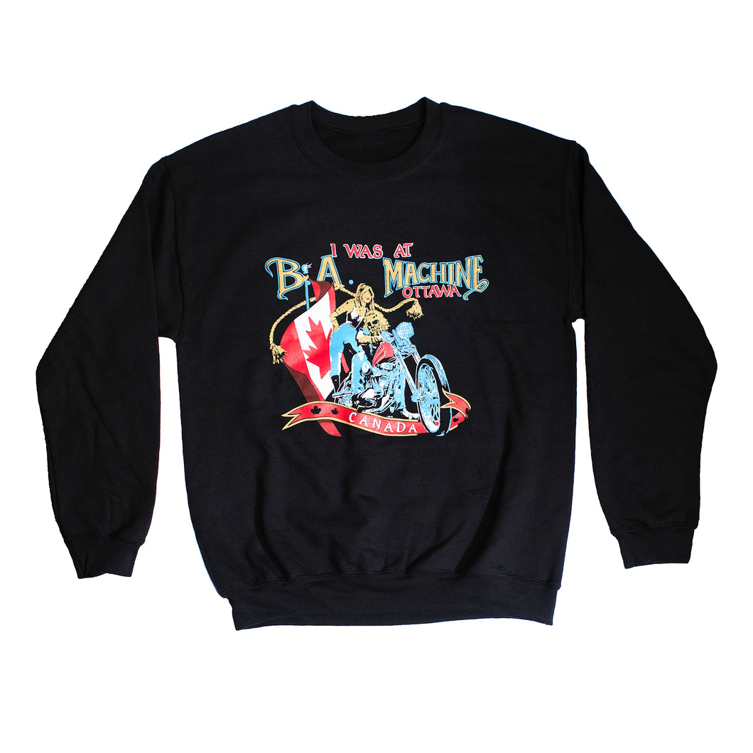 BA Machine Unisex Black Retro Crewneck Sweatshirt
