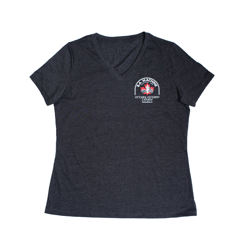 BA Machine Dark Grey Logo V-Neck Tee