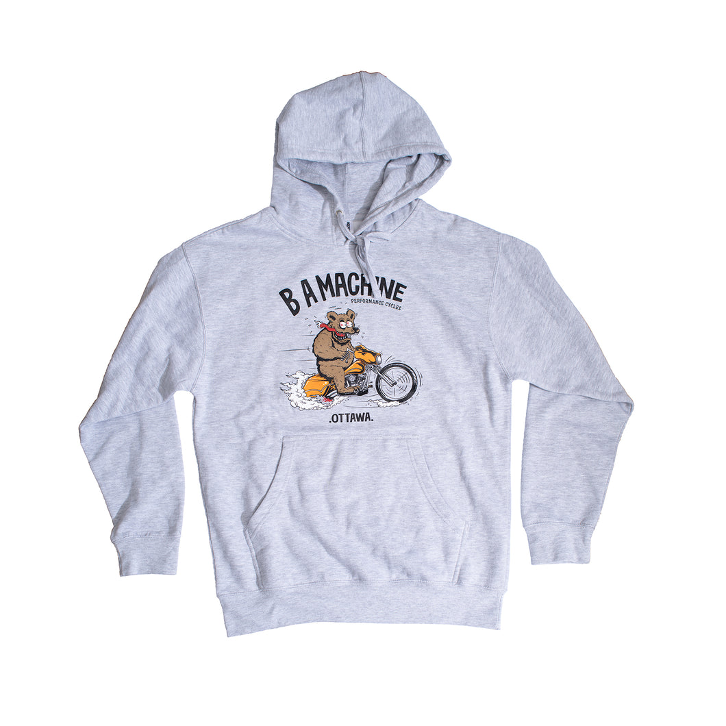 BA Machine Unisex Light Grey Bear Fink Pullover Hoodie Sweatshirt