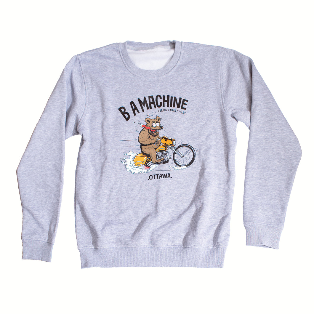 BA Machine Unisex Light Grey Bear Fink Crewneck Sweatshirt