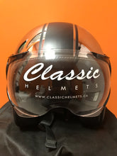 Load image into Gallery viewer, Classic Aviator Chrome with Black Stripe 3/4&quot; Helmet
